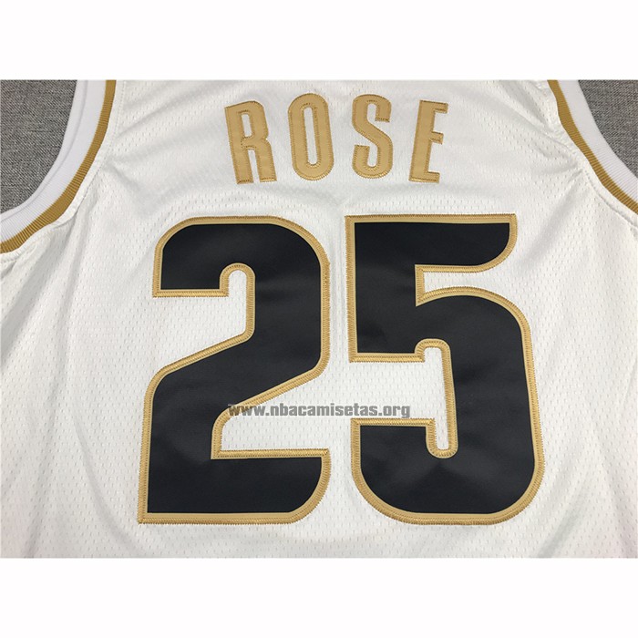 Camiseta Golden Edition Detroit Pistons Derrick Rose  NO 25 Blanco